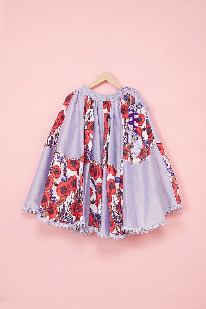 Violet Cotton Silk Floral Patchwork Lehenga Set For Girls by Be Bonnie at Pernia's Pop Up Shop