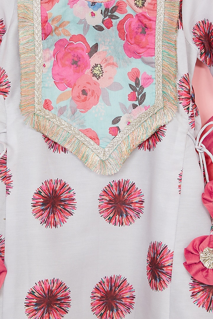 Coral Cotton Silk Dhoti Set For Girls by Be Bonnie at Pernia's Pop Up Shop