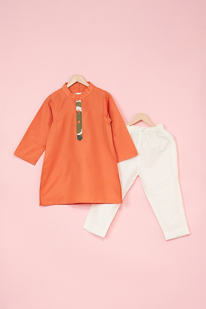 Multi-Colored Cotton Muslin Abstract Printed Nehru Jacket Set For Boys by Be Bonnie at Pernia's Pop Up Shop