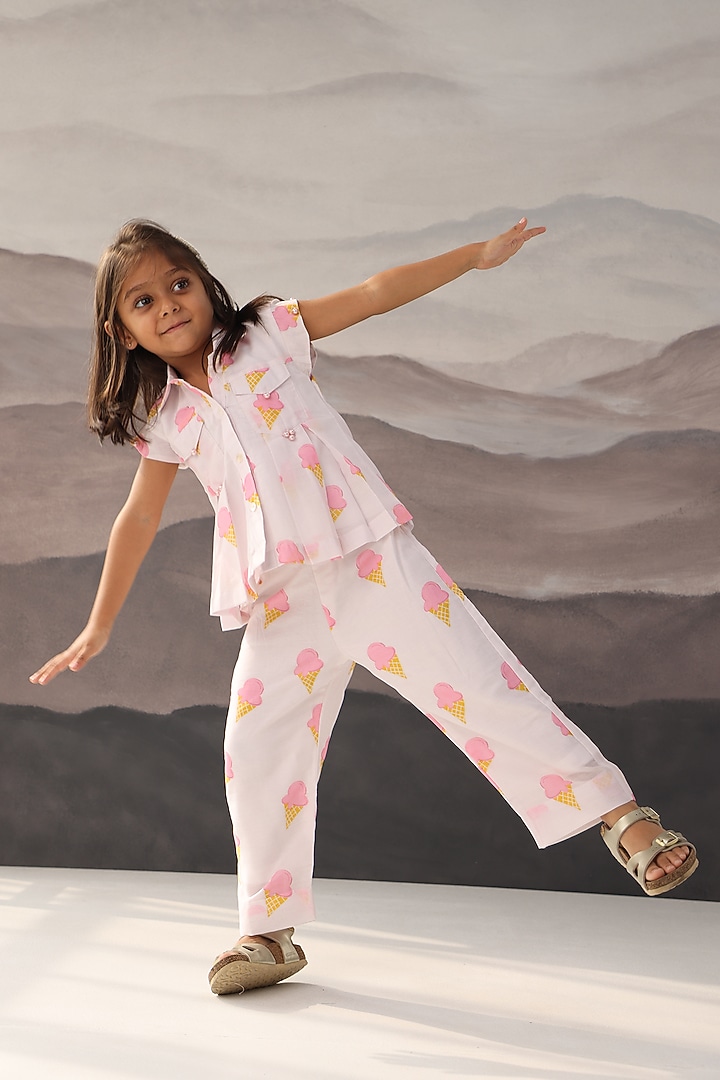 Pink & White Cotton Muslin Co-Ord Set For Girls by Be Bonnie at Pernia's Pop Up Shop