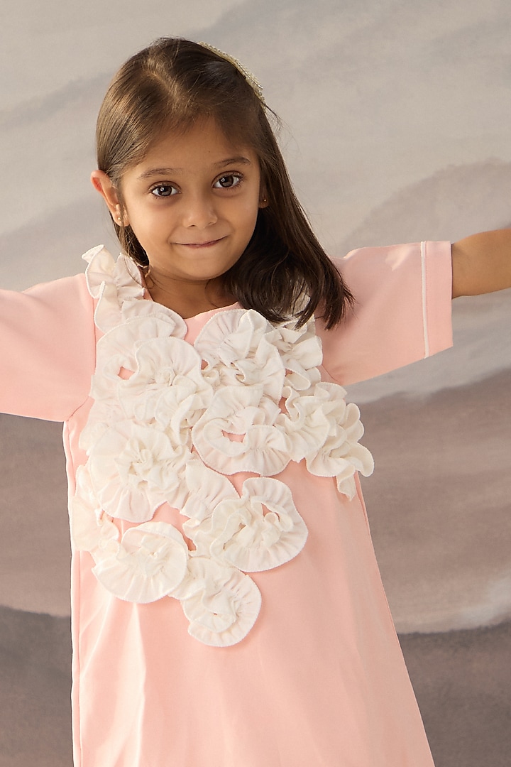 Peach Banana Crepe Frilled Dress For Girls by Be Bonnie at Pernia's Pop Up Shop