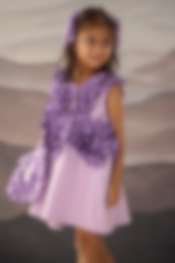 Purple Banana Crepe Pearl Embellished Frilled Dress For Girls by Be Bonnie at Pernia's Pop Up Shop