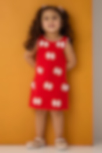 Red Banana Crepe Bow Dress For Girls by Be Bonnie at Pernia's Pop Up Shop
