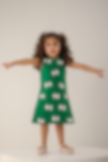 Green Banana Crepe Bow Dress For Girls by Be Bonnie at Pernia's Pop Up Shop