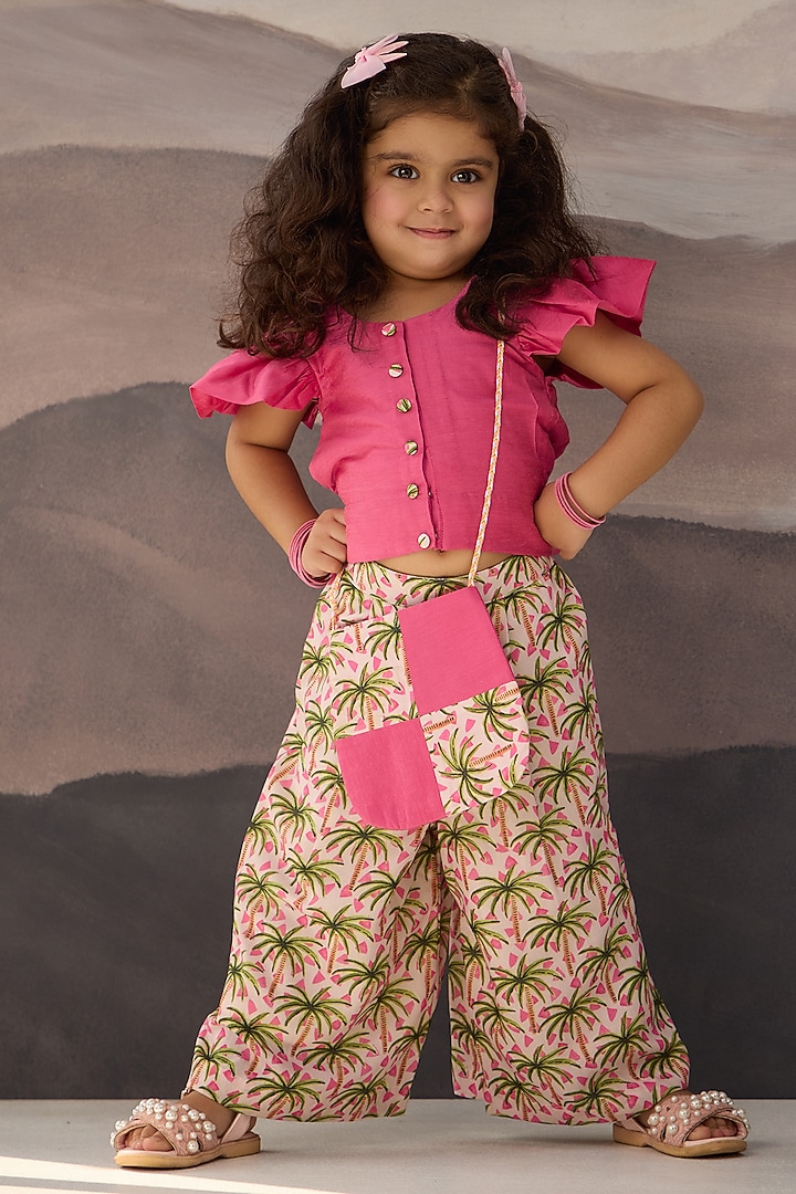 Pink Cotton Muslin Printed Co-Ord Set For Girls by Be Bonnie at Pernia's Pop Up Shop