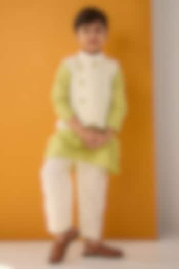 Cream Cotton Silk Foil Jacket Set for Boys by Be Bonnie at Pernia's Pop Up Shop