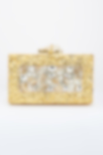 Golden Crystals Embellished Handcrafted Clutch by Be Chic at Pernia's Pop Up Shop