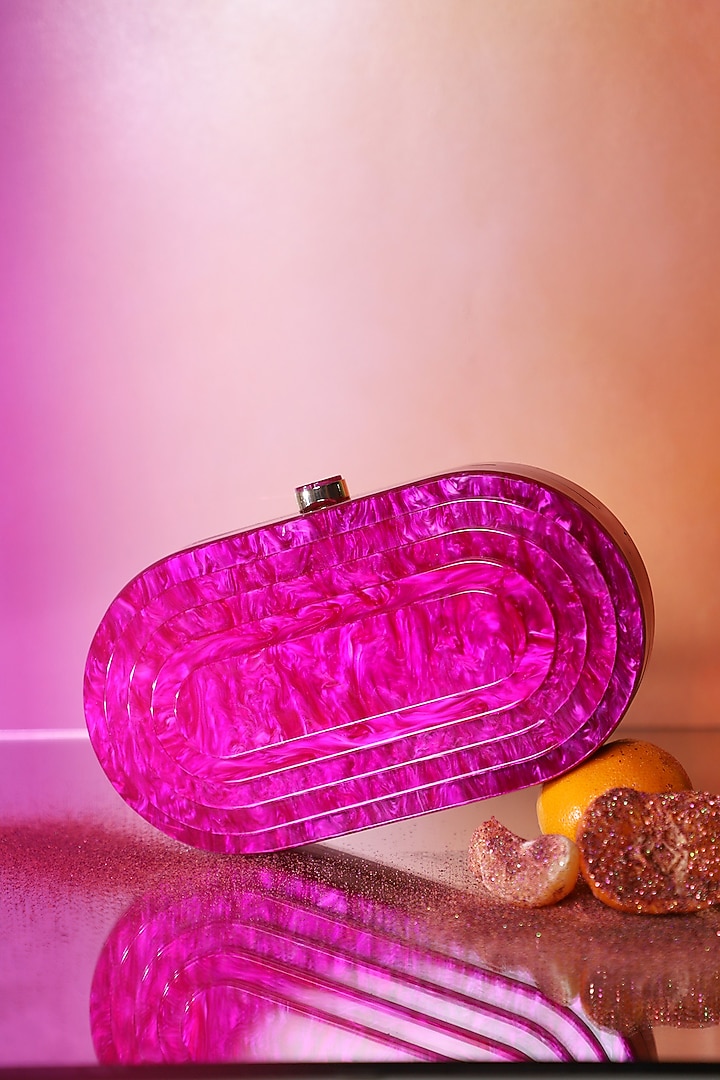 Pink Resin 3D Marble Clutch by Be Chic at Pernia's Pop Up Shop