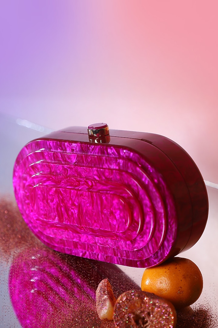Pink Resin 3D Marble Clutch by Be Chic at Pernia's Pop Up Shop