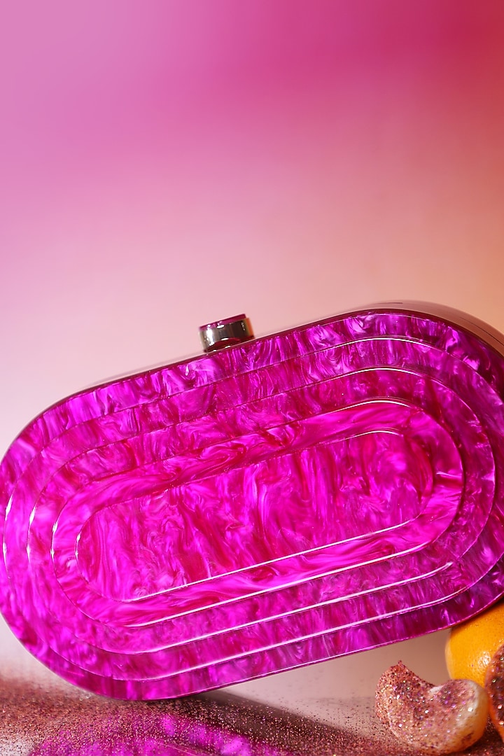 Pink Resin 3D Marble Clutch by Be Chic at Pernia's Pop Up Shop