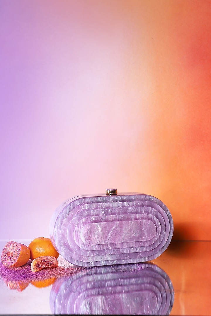 Purple Resin 3D Marble Clutch by Be Chic at Pernia's Pop Up Shop