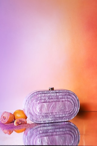 Purple Resin 3D Marble Clutch by Be Chic