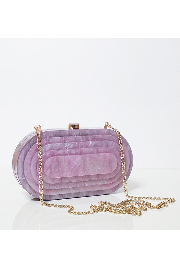 Purple Resin 3D Marble Clutch by Be Chic at Pernia's Pop Up Shop