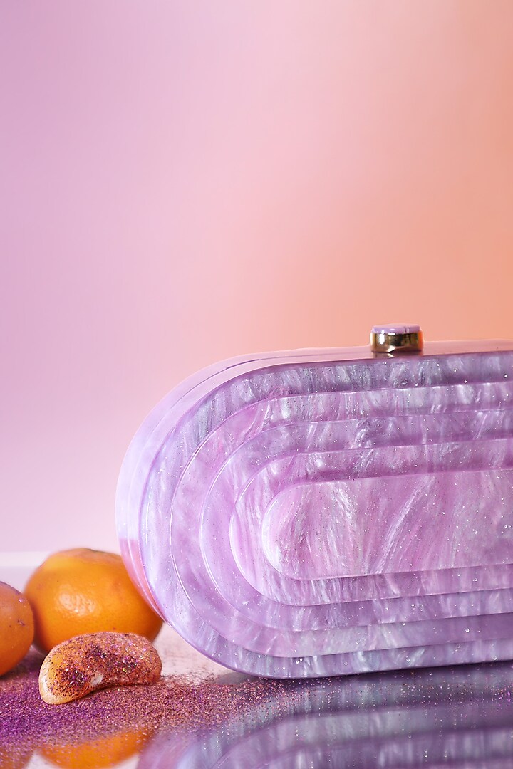 Purple Resin 3D Marble Clutch by Be Chic at Pernia's Pop Up Shop