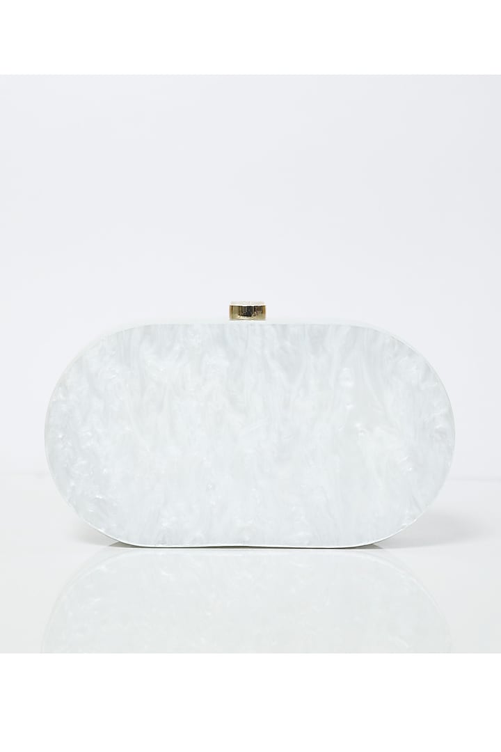 Ivory Resin 3D Marble Clutch by Be Chic at Pernia's Pop Up Shop