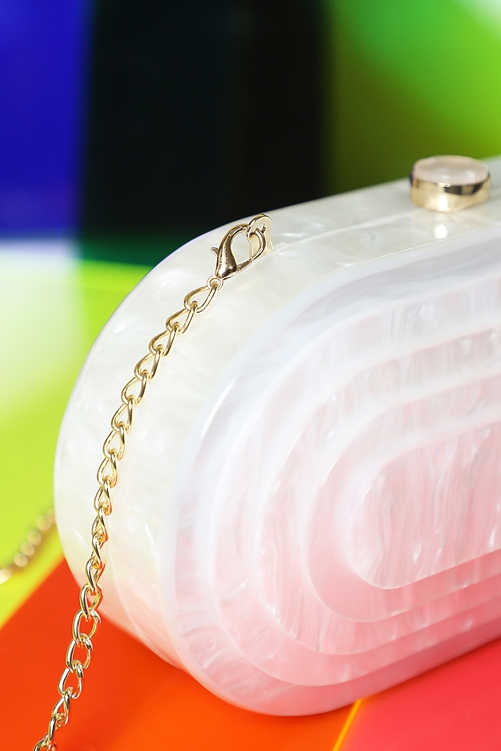 Ivory Resin 3D Marble Clutch by Be Chic at Pernia's Pop Up Shop