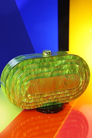 Neon Green Resin 3D Marble Clutch by Be Chic