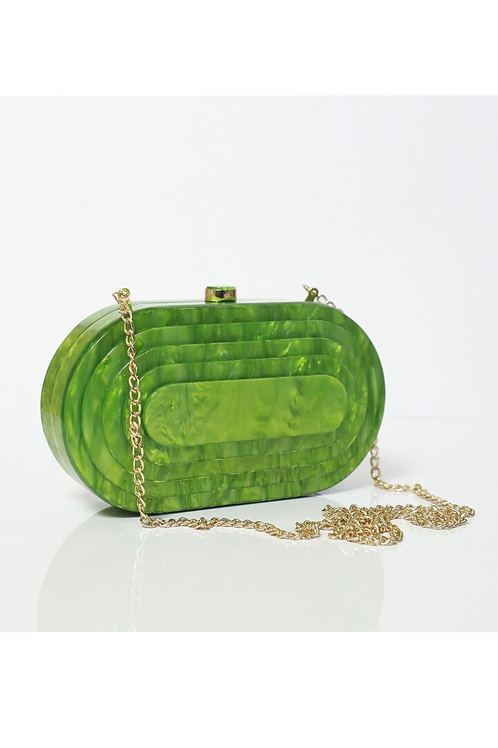 Neon Green Resin 3D Marble Clutch by Be Chic at Pernia's Pop Up Shop