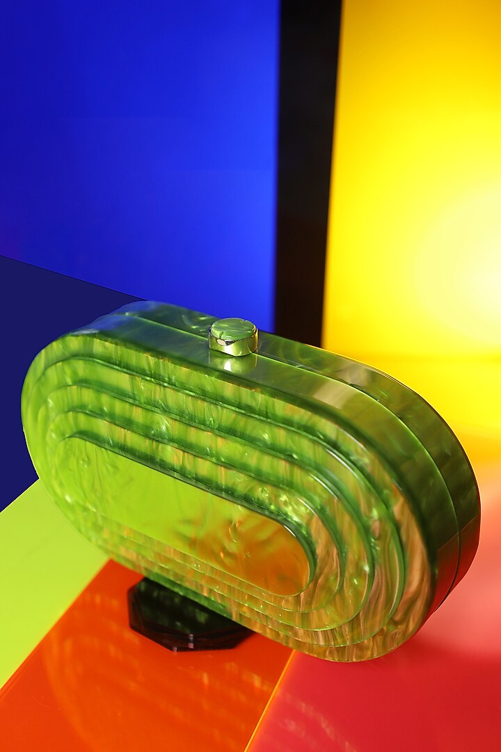 Neon Green Resin 3D Marble Clutch by Be Chic at Pernia's Pop Up Shop