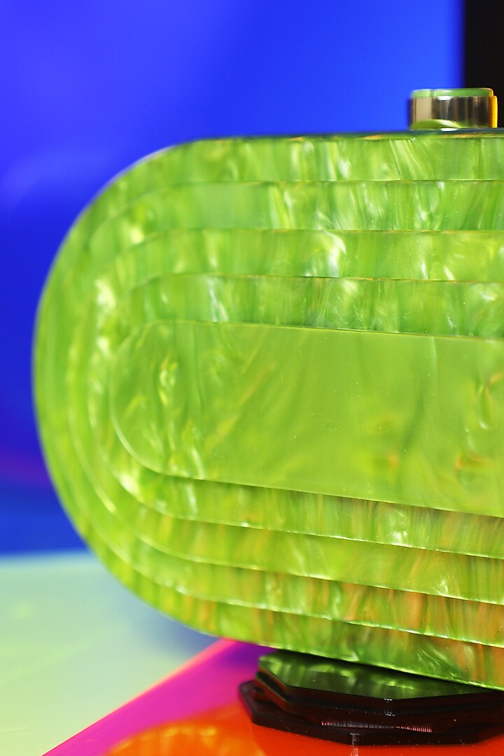 Neon Green Resin 3D Marble Clutch by Be Chic at Pernia's Pop Up Shop