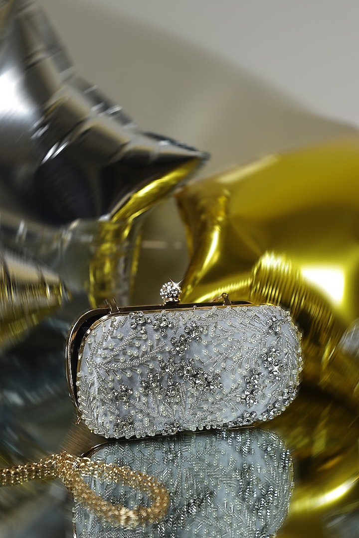 Silver Pearl Clutch by Be Chic at Pernia's Pop Up Shop