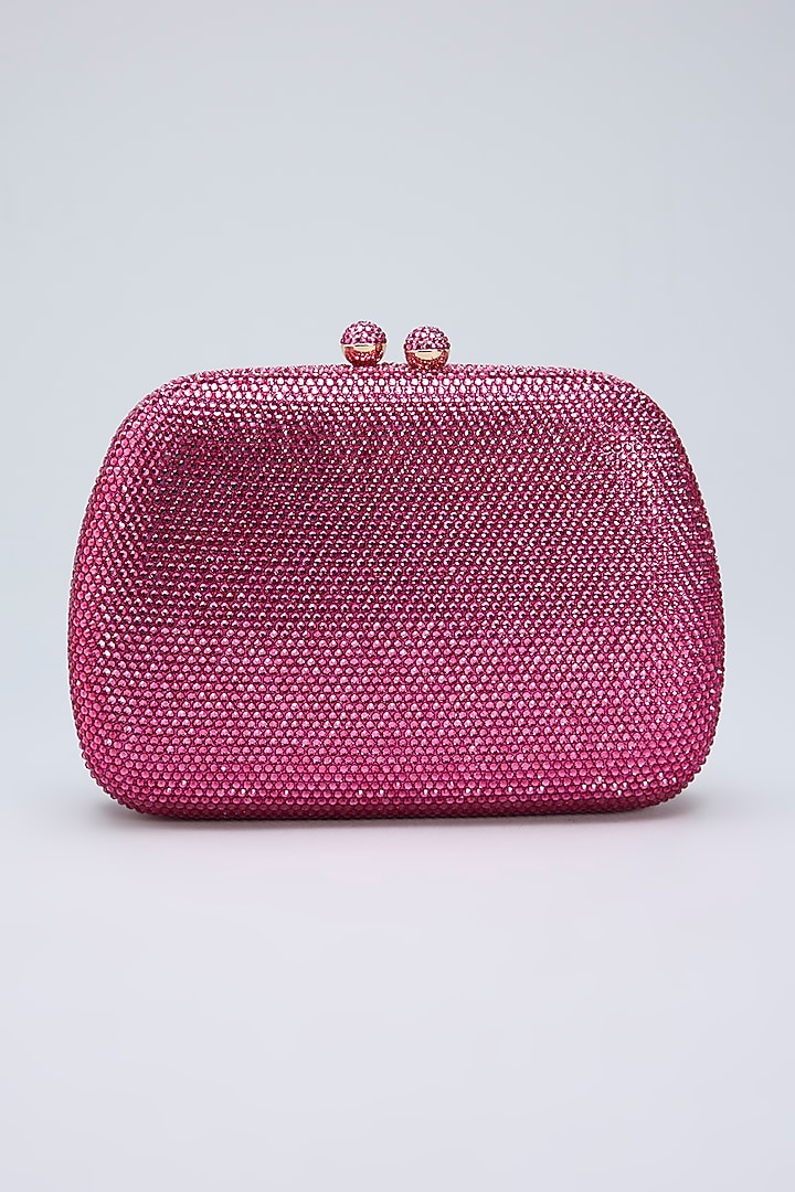 Pink Metal & Crystal Clutch by Be Chic at Pernia's Pop Up Shop