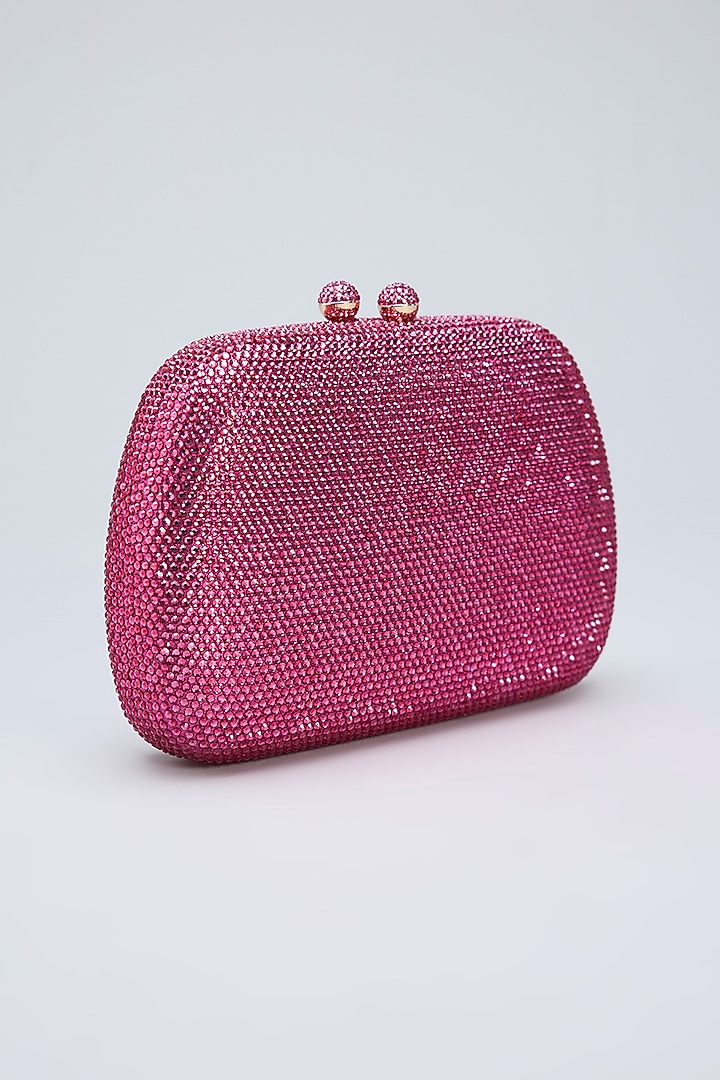 Pink Metal & Crystal Clutch by Be Chic at Pernia's Pop Up Shop