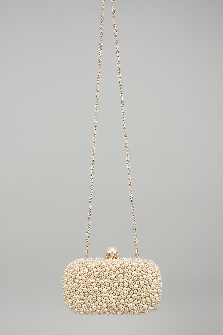 Ivory Metal Pearl Work Clutch by Be Chic at Pernia's Pop Up Shop