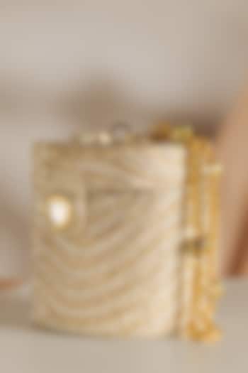 Gold Korean Silk Embellished Bucket Bag by Be Chic at Pernia's Pop Up Shop