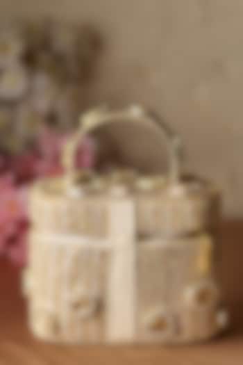 Gold Korean Silk Embellished Bucket Bag by Be Chic at Pernia's Pop Up Shop