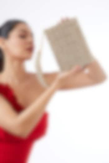 Golden Satin Pearl & Natural Stone Clutch by Be Chic at Pernia's Pop Up Shop