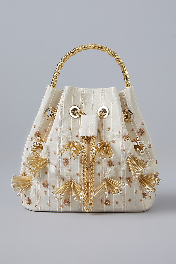 Gold Satin Bucket Bag by Be Chic at Pernia's Pop Up Shop
