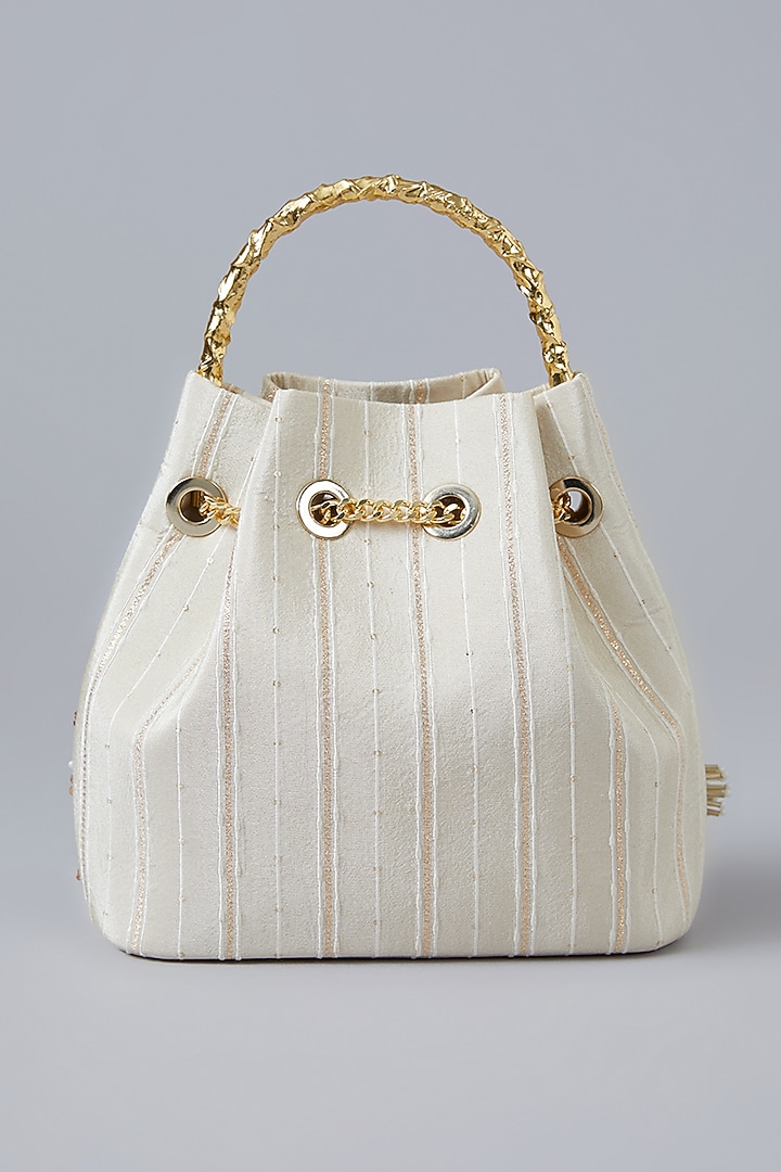Gold Satin Bucket Bag by Be Chic at Pernia's Pop Up Shop