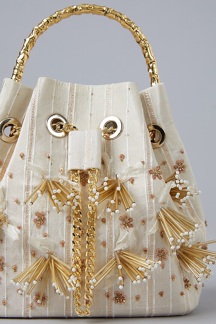 Gold Satin Bucket Bag by Be Chic at Pernia's Pop Up Shop