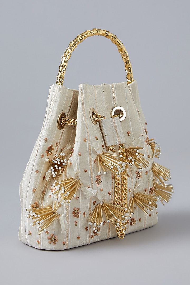 Gold Satin Bucket Bag by Be Chic at Pernia's Pop Up Shop