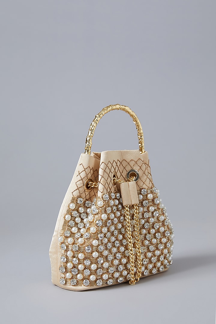 Gold Satin Potli by Be Chic at Pernia's Pop Up Shop