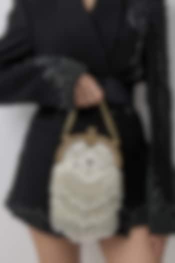 Silver Brass Hand Embroidered Clutch by Be Chic at Pernia's Pop Up Shop