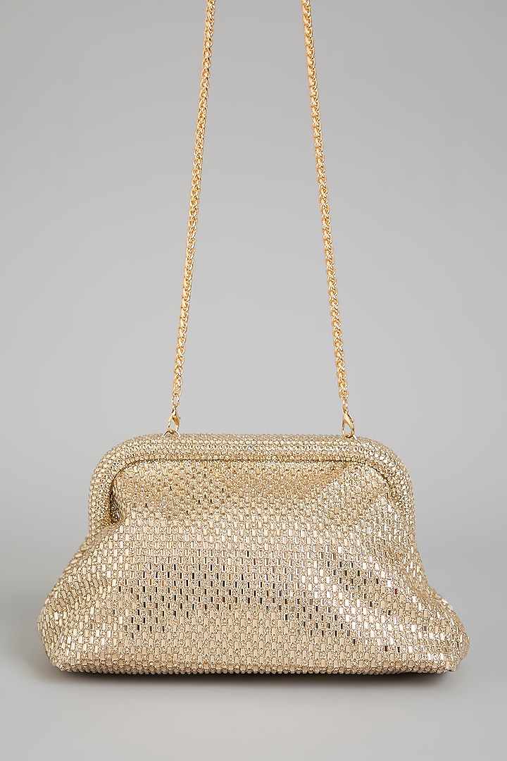 Gold Satin Crystal Work Potli by Be Chic at Pernia's Pop Up Shop