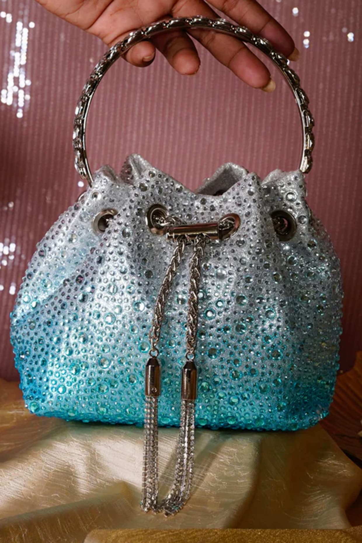 Be Chic Blue Satin Bag