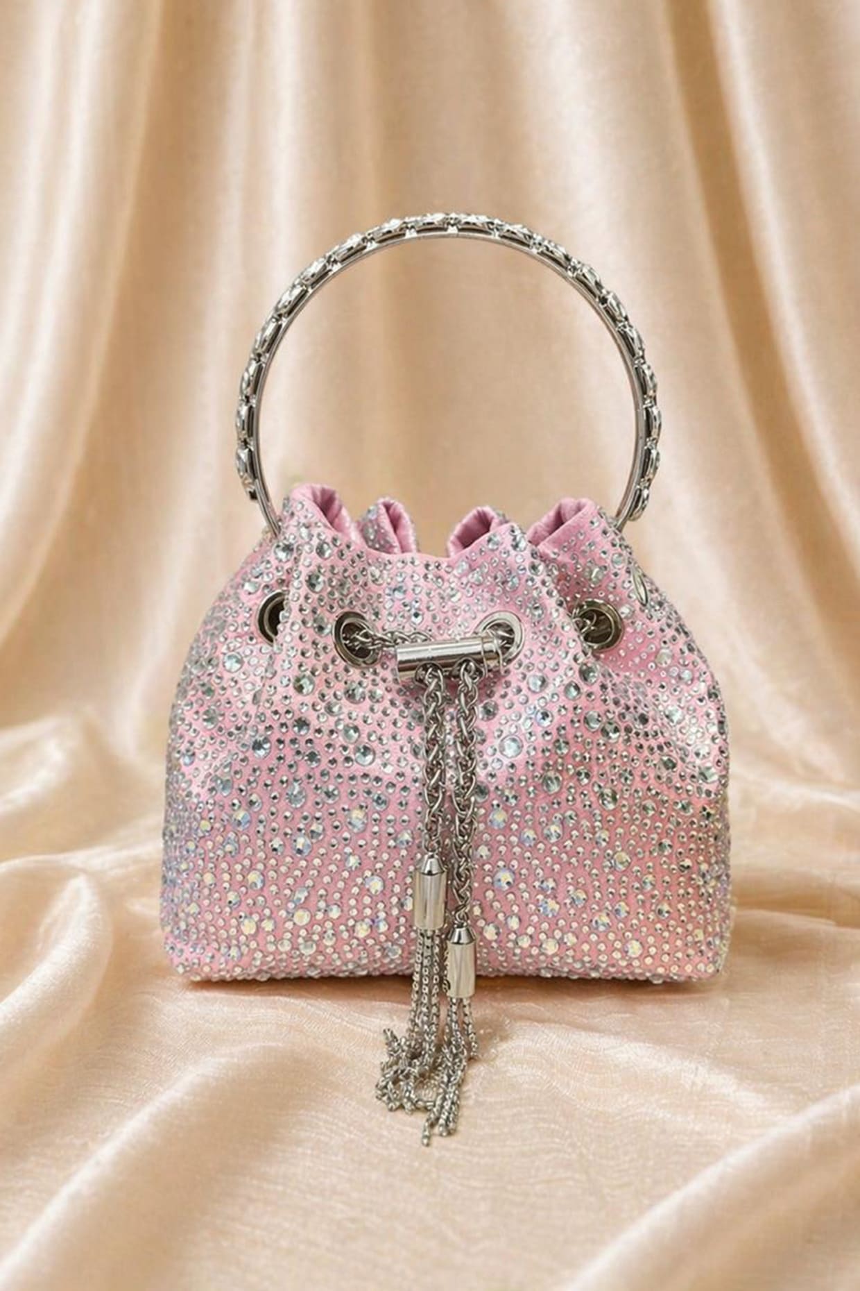 Be Chic Pink Satin Bag