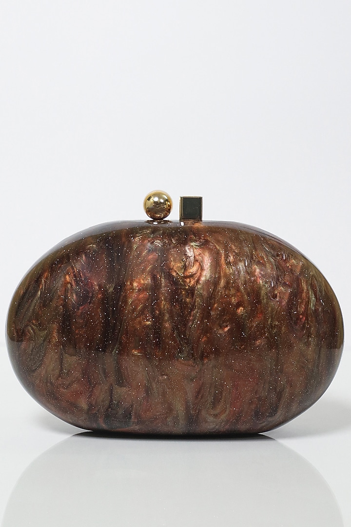 Brown Acrylic Clutch by Be Chic at Pernia's Pop Up Shop