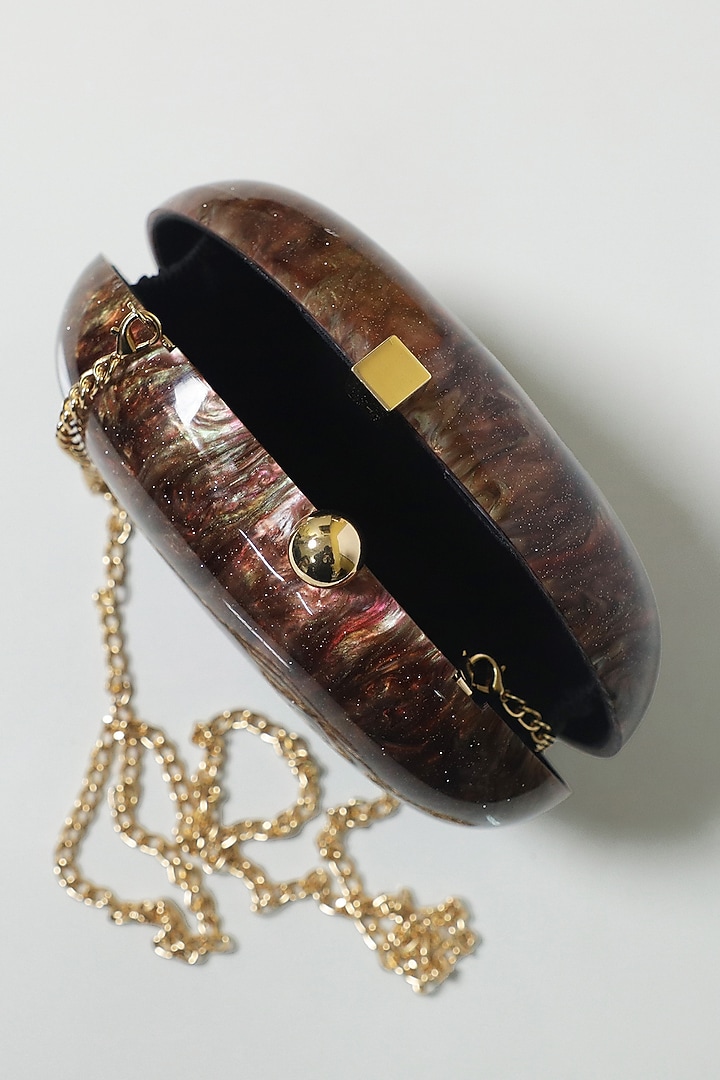 Brown Acrylic Clutch by Be Chic at Pernia's Pop Up Shop