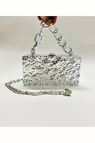 Silver Plastic Clutch by Be Chic