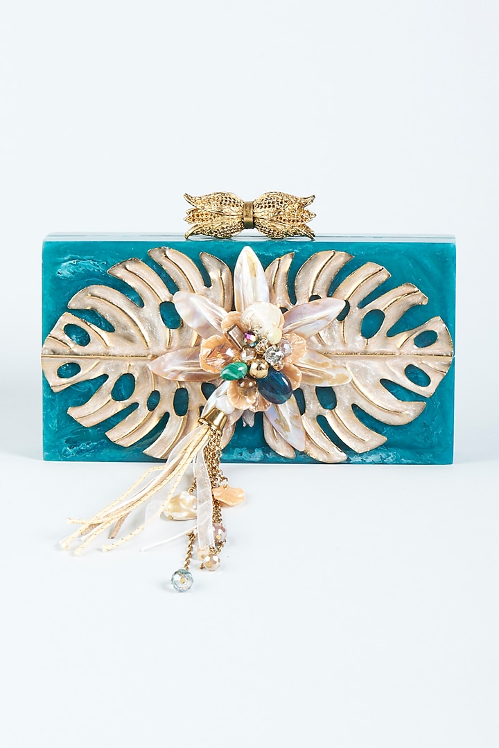 Turquoise Resin Handcrafted Clutch by Be Chic