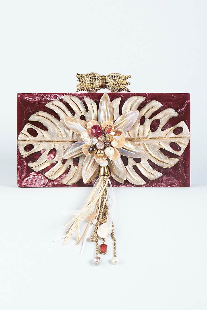 Maroon Resin Handcrafted Clutch by Be Chic