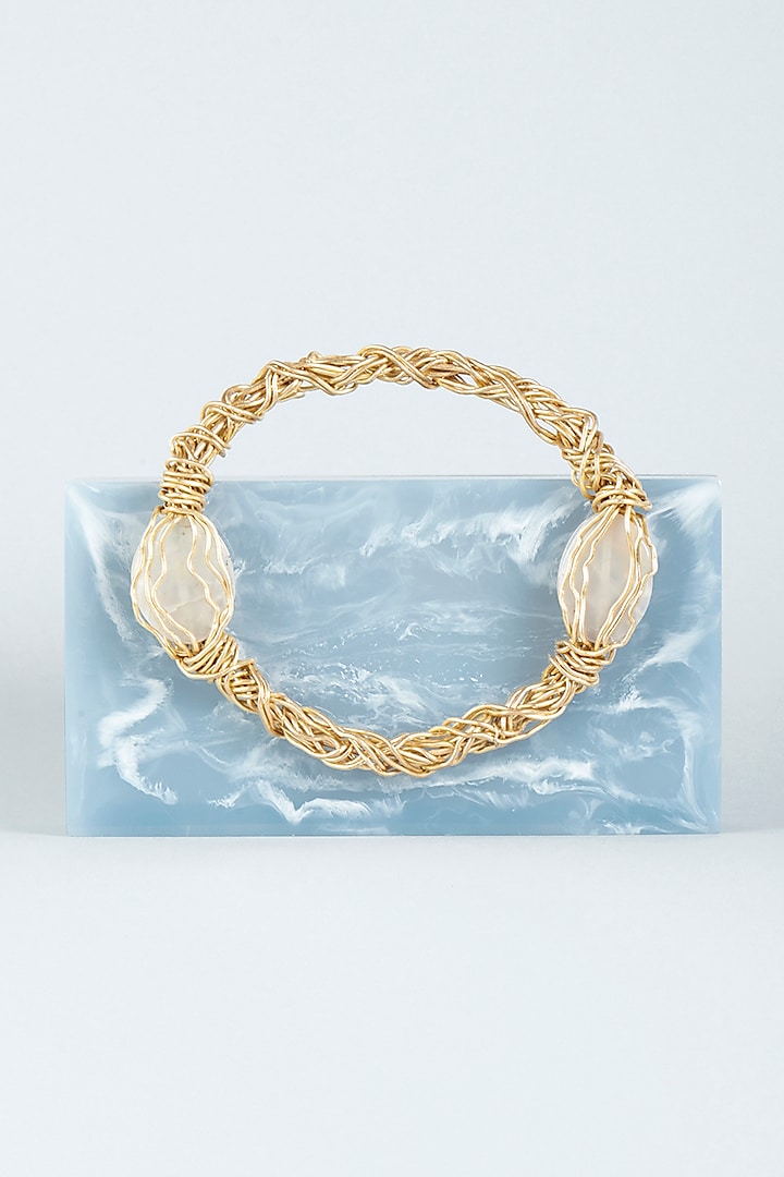Powder Blue Resin Hand-Poured Clutch by Be Chic