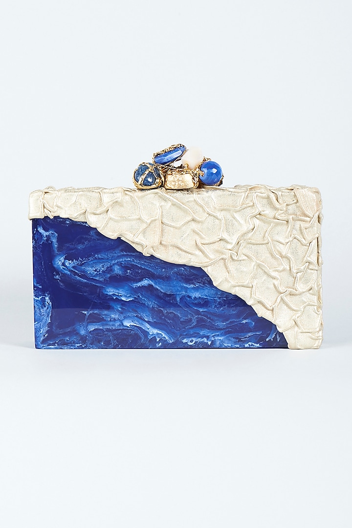 Navy Blue Resin Hand-Poured Clutch by Be Chic
