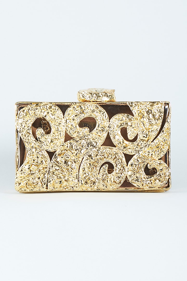 Gold Brass Handcrafted Clutch by Be Chic