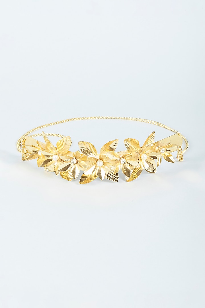 Gold Brass Floral Belt by Be Chic
