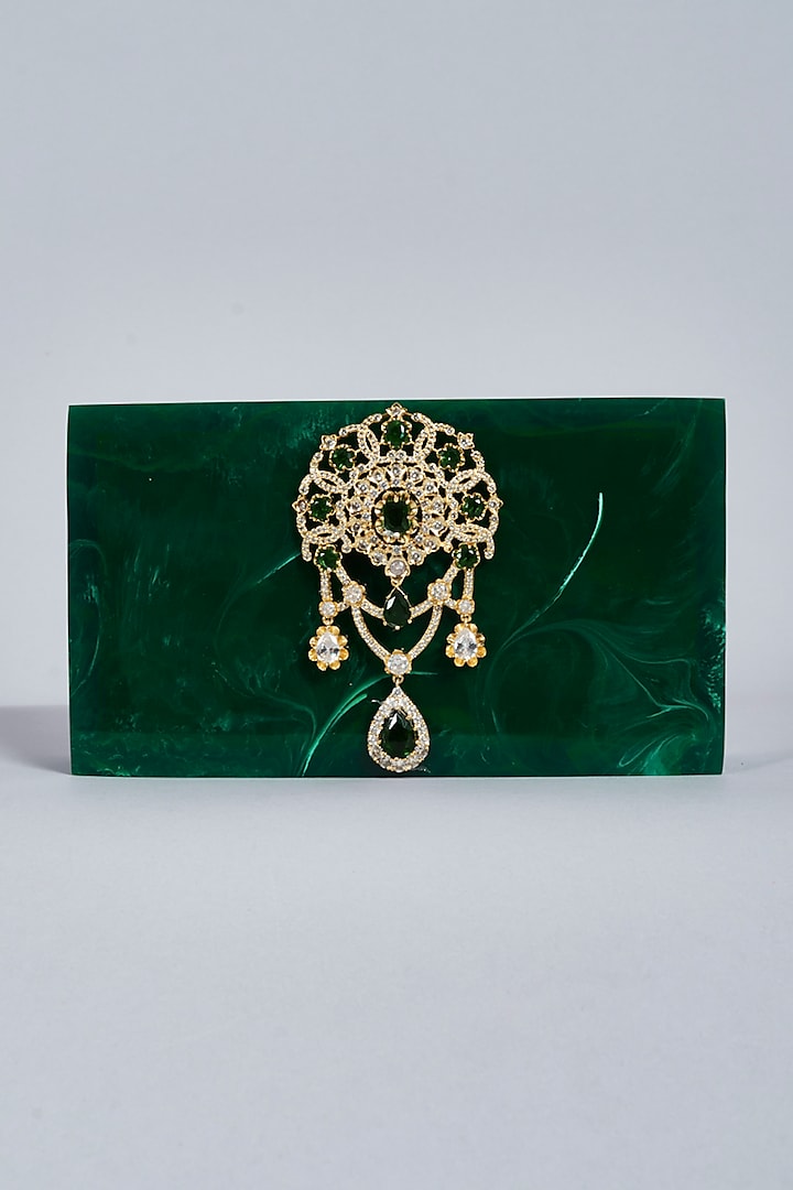 Green Satin Clutch by Be Chic